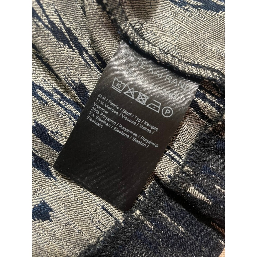 Bitte Kai Rand Architectural Ikat Sheath Dress L Black Blue Danish Workwear - Picture 7 of 8
